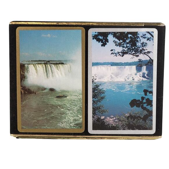 Vintage Congress Playing Cards Niagara Falls Cel-U-Tone Finish Double Deck Set - Picture 1 of 8